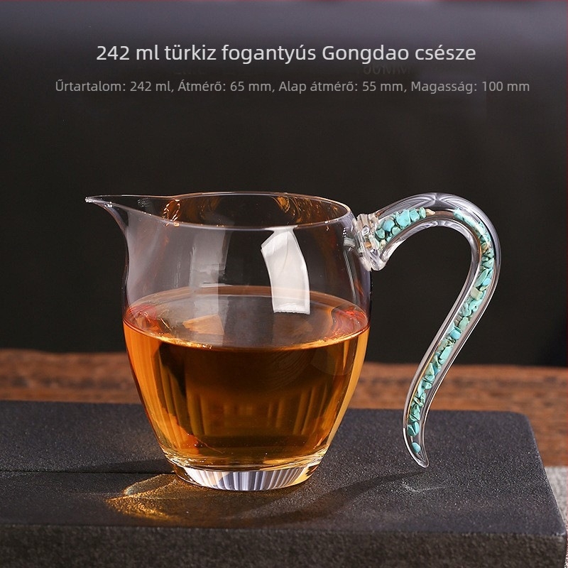 Türkiz üvegfedeles tál aranyfóliával, kristály teáscsésze otthoni használatra, virágtea pohár, hőálló