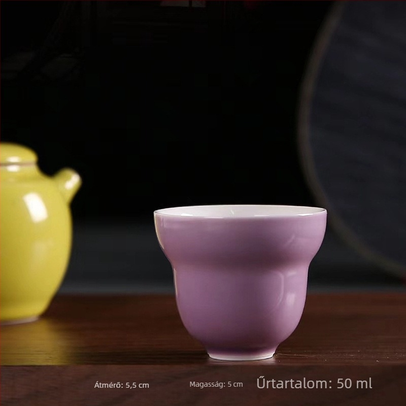 Színes mázas kerámia teáscsésze tök alakú, Gongfu tea ceremóniához, retro irodalmi stílus, egyedi darab