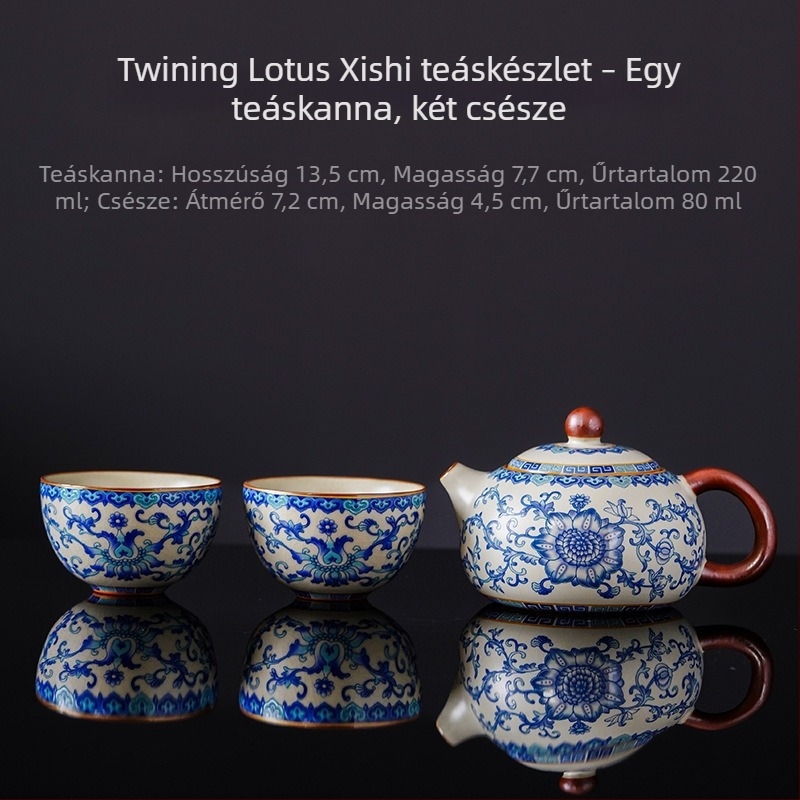 Utazó teáskészlet egy teáskannával és két csészével