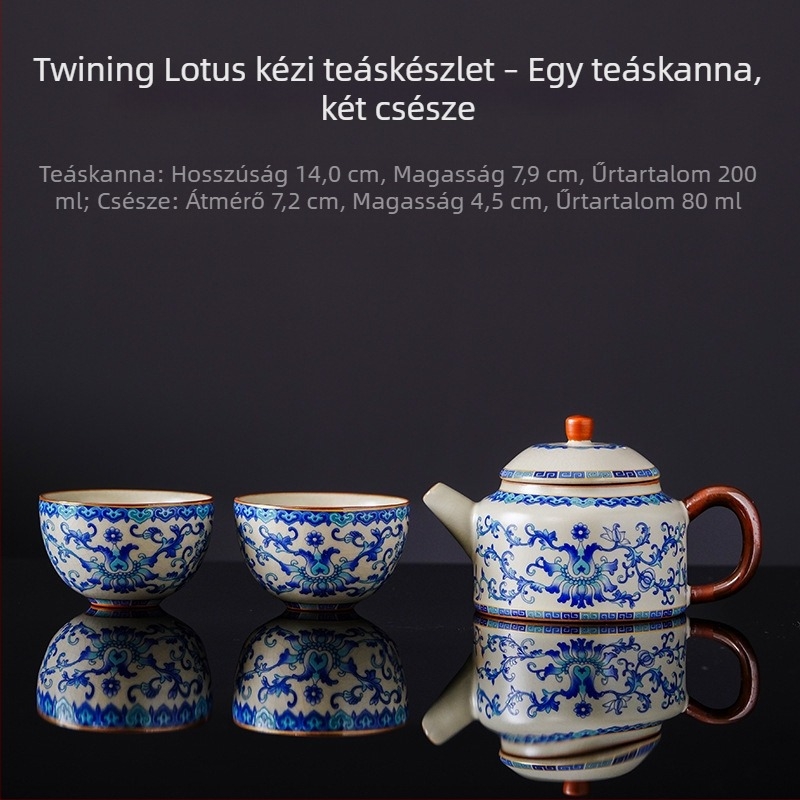 Utazó teáskészlet egy teáskannával és két csészével