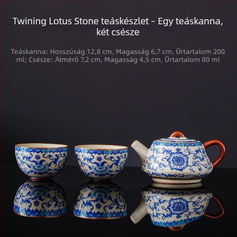 Utazó teáskészlet egy teáskannával és két csészével