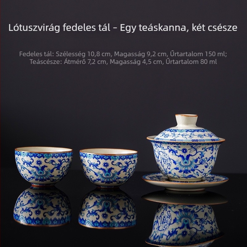 Utazó teáskészlet egy teáskannával és két csészével