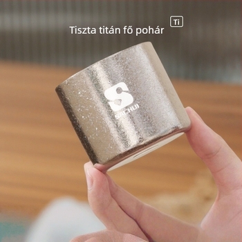 Tiszta titánium teáscsésze, dupla falú, Gongfu stílusú, kültéri kempingezéshez