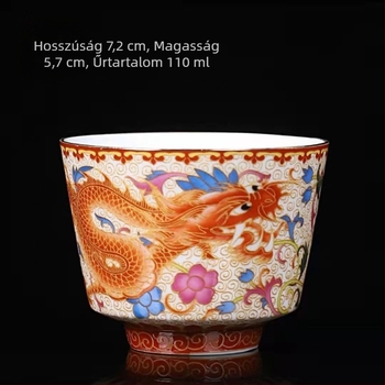Gongfu teáscsészék zománcozott porcelánból – pár sárkány és főnix
