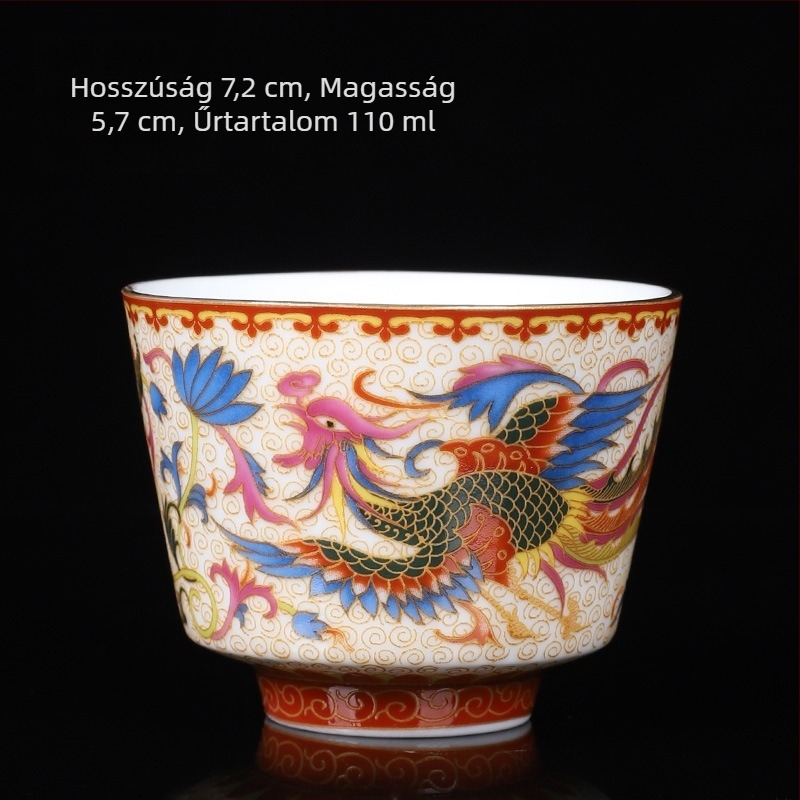 Gongfu teáscsészék zománcozott porcelánból – pár sárkány és főnix