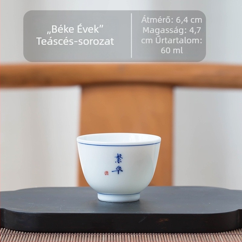 Kung Fu teáscsésze kék-fehér kerámiából, kis otthoni teáscsésze, a teáskészlet része