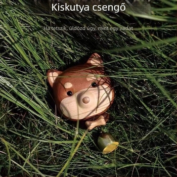Fából készült mágneses ajtócsengő Shiba Inu formájú, kreatív állatmotívumú bejárati dekoráció