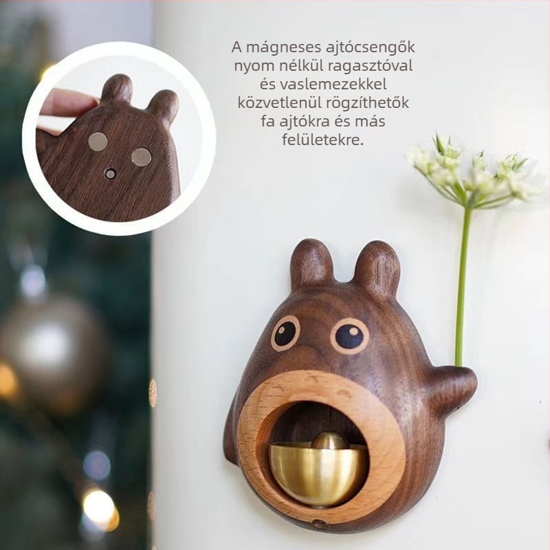 Fából készült mágneses ajtócsengő Shiba Inu formájú, kreatív állatmotívumú bejárati dekoráció