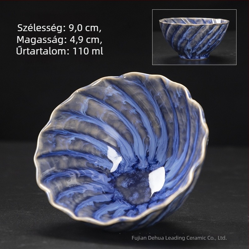 Kerámia teáscsésze kemencében kiégetett glazúrral, kúpos dizájnú teáscsésze csillagos ég glazúrral, egyszemélyes kóstolócsésze, kung-fu mester ihletésű dizájn
