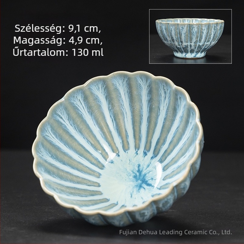 Kerámia teáscsésze kemencében kiégetett glazúrral, kúpos dizájnú teáscsésze csillagos ég glazúrral, egyszemélyes kóstolócsésze, kung-fu mester ihletésű dizájn