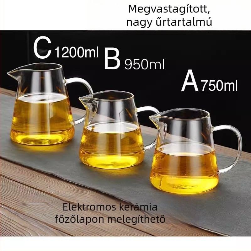 Üvegből készült tea szeparátor irodai használatra, hőálló, nagy kapacitású Gongfu teáskészlet, vastagított dizájn