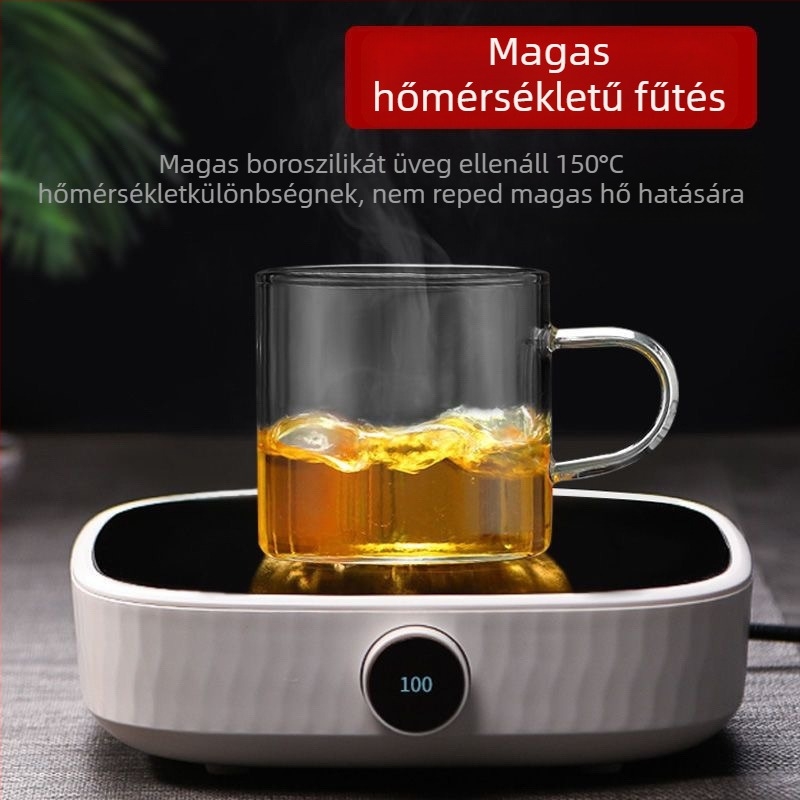 Új stílusú üveg teáskanna virágos teához fedővel, Gongfu teáskészlet szűrővel, nagy átlátszó kanna pingvines mintával, háromrészes készlet vastag fogantyújú poharakkal
