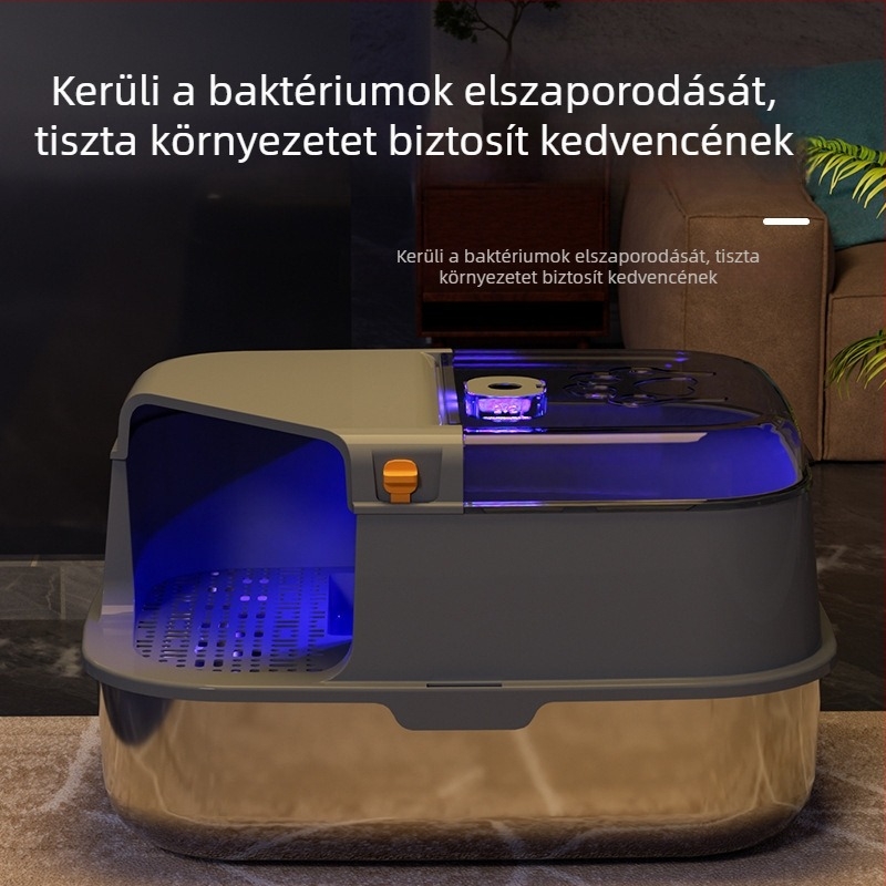 Korridor-stílusú, nagy méretű macskaalomtálca UV-diszinfekcióval és sterilizálással, teljesen zárt, tapadásmentes aljzat, szagcsökkentés, nagykereskedelmi modell