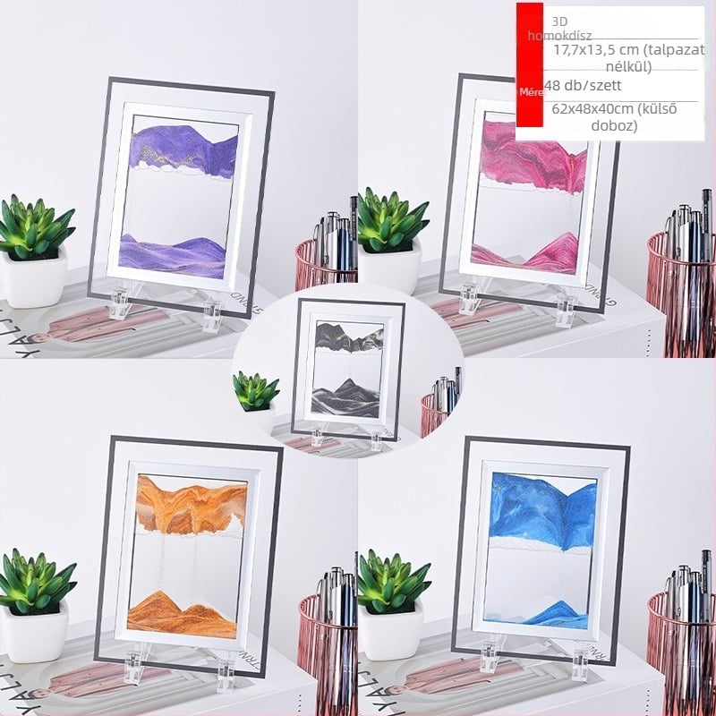 3D homokfestő üvegórás dekoráció nappalira és hálószobába, asztali dísz, születésnapi ajándék