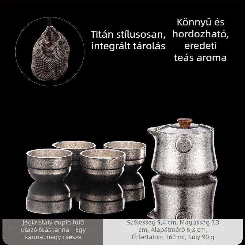 Rongshantang Tiszta titánium utazó tea készlet – hordozható teáskanna és csésze egy személy részére