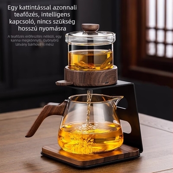 Érintéses felső tea-készítő diófa tea tálcával – otthoni Kung-Fu teáskészlet teáskannával és csészével