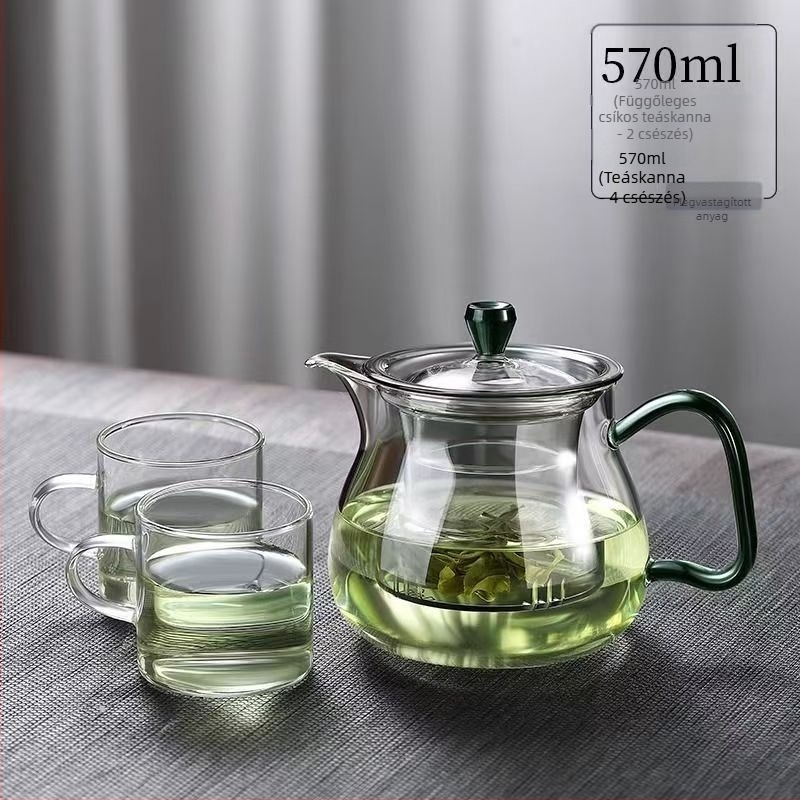 Zöld tea teáskanna boroszilikát üvegből, otthoni használatra, japán stílusú virágos tea, hőálló, vastag falú
