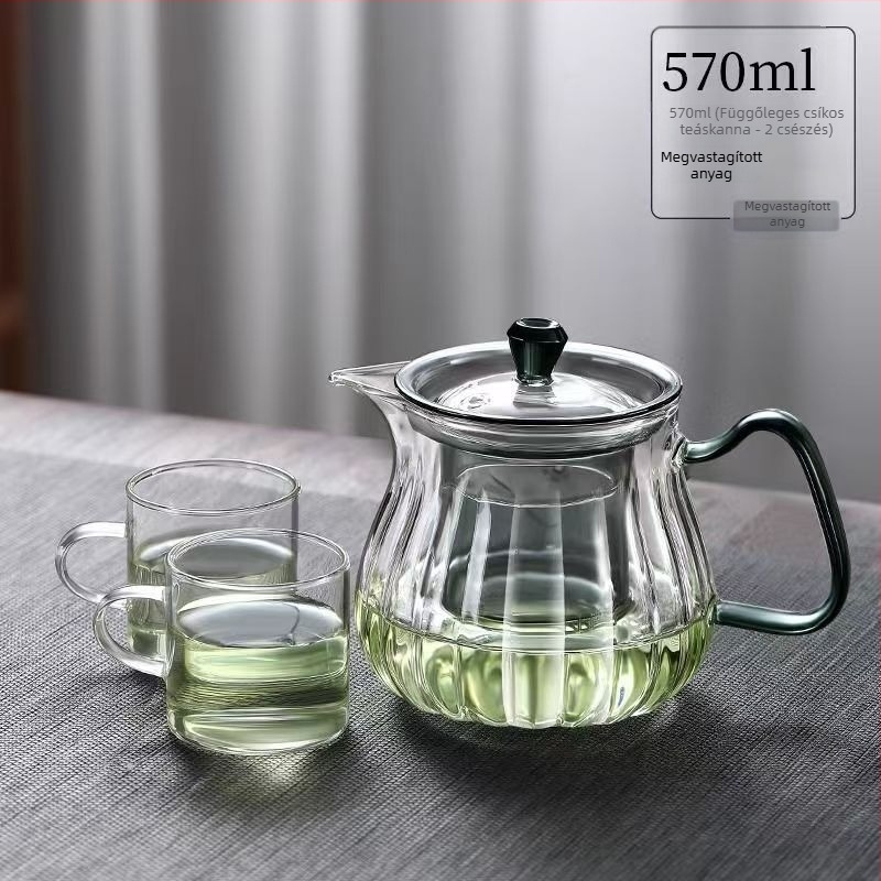 Zöld tea teáskanna boroszilikát üvegből, otthoni használatra, japán stílusú virágos tea, hőálló, vastag falú