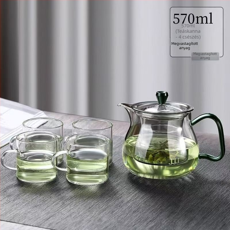 Zöld tea teáskanna boroszilikát üvegből, otthoni használatra, japán stílusú virágos tea, hőálló, vastag falú