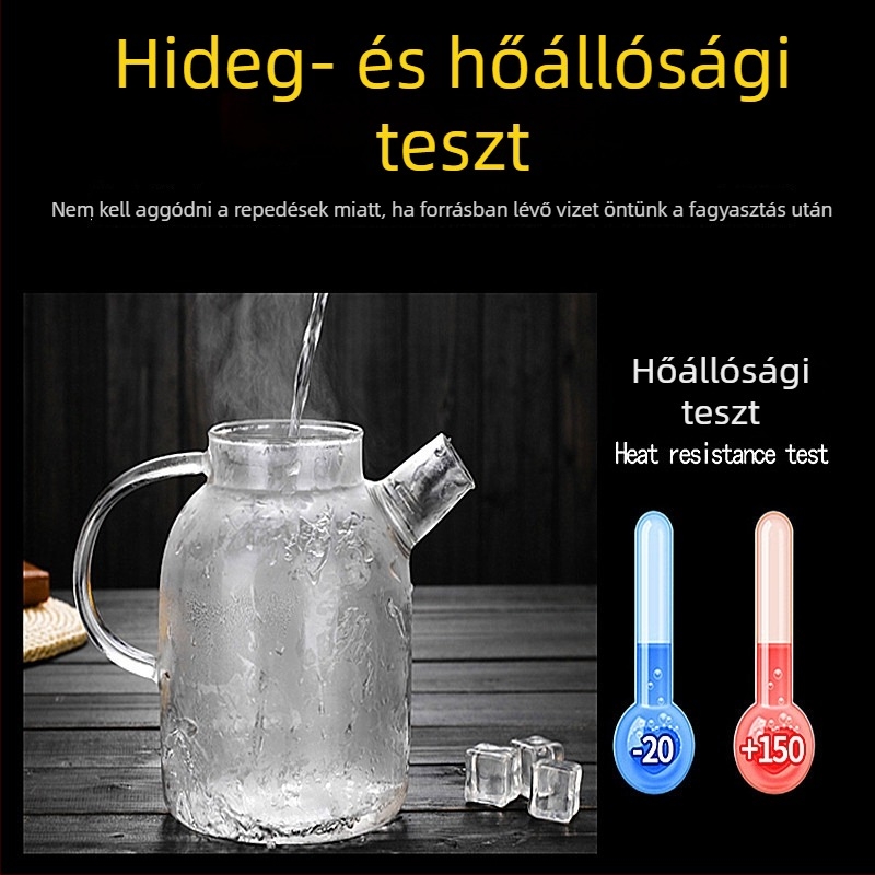 Magas boroszilikát üvegből készült hidegvíz-kanna – hőálló teáskanna, robbanásbiztos gyümölcslé- és virágos tea kanna, nagy kapacitás