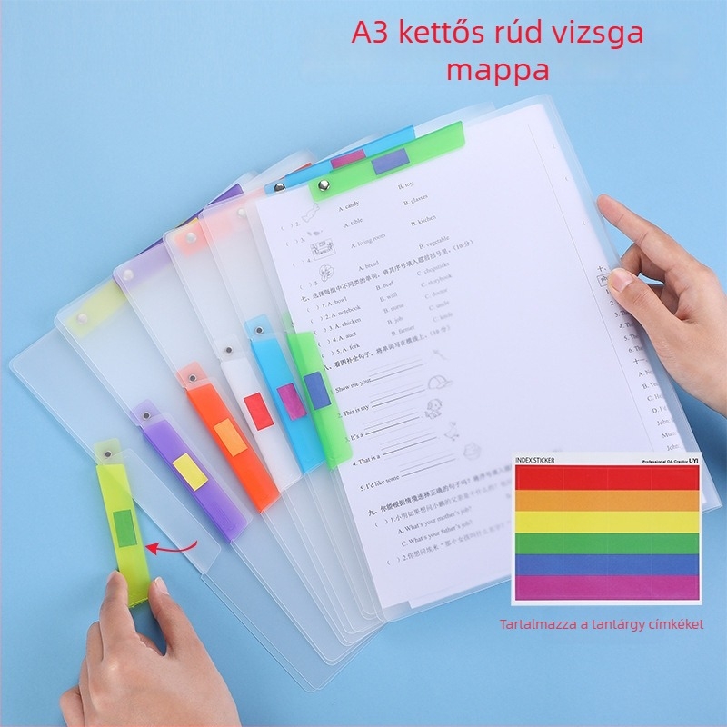 A3/A4 Átlátszó Színes Dokumentumszervező – Dupla Húzó Rúd, Diákoknak – Forgó Fájl Dosszié