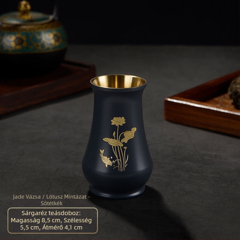Sárgaréz Gongfu teaceremónia kiegészítői – réz teacső alap, japán Zen gravírozott felület