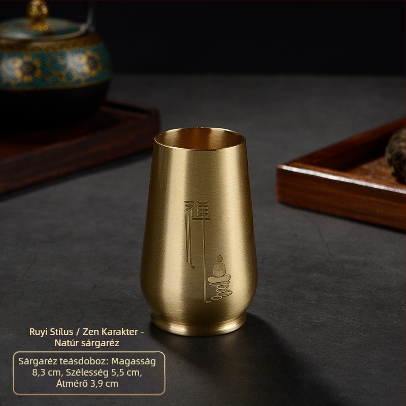 Sárgaréz Gongfu teaceremónia kiegészítői – réz teacső alap, japán Zen gravírozott felület
