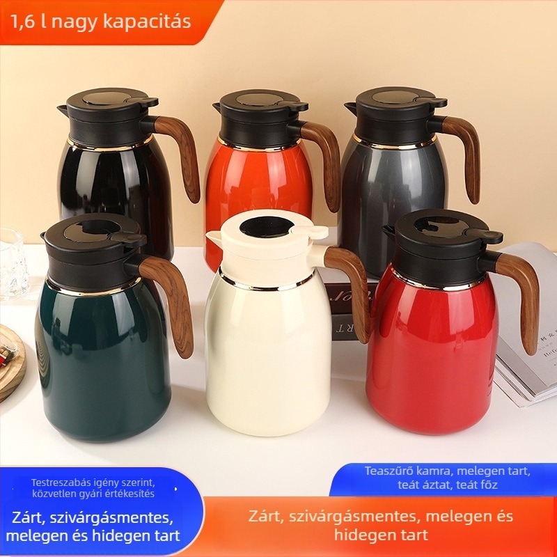 316 rozsdamentes acélból készült hőszigetelt teáskanna tea-víz szeparációval és digitális kijelzővel, nagy kapacitás