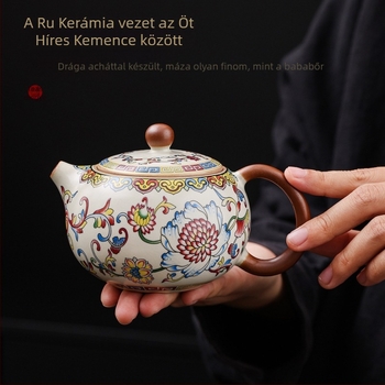 2025 Kerámiából készült teáskészlet ajándékdoboza, lótusz mintával, egy teáskannával, felületi máz felül, retro könnyed luxus stílus