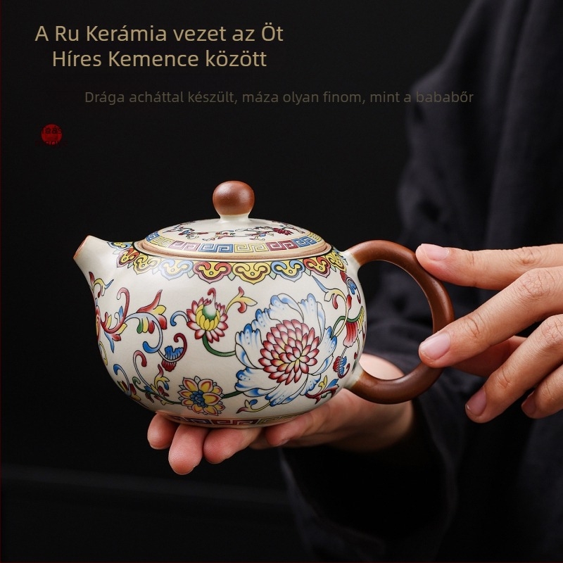 2025 Kerámiából készült teáskészlet ajándékdoboza, lótusz mintával, egy teáskannával, felületi máz felül, retro könnyed luxus stílus