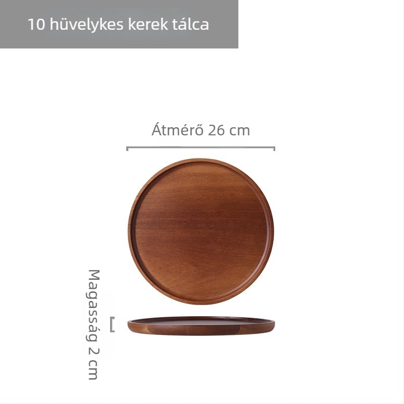 Akácfából készült tálca, kör- és négyzet alakú, teához, sushihoz, dim sumhoz, süteményekhez és pizzához
