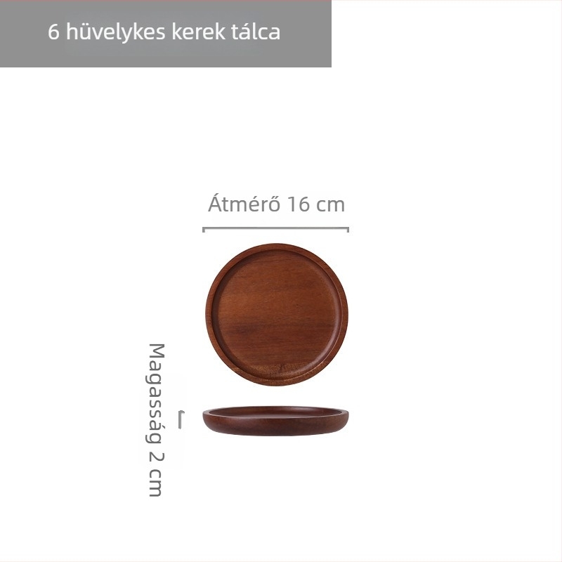 Akácfából készült tálca, kör- és négyzet alakú, teához, sushihoz, dim sumhoz, süteményekhez és pizzához