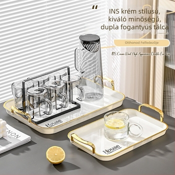Háztartási célú téglalap alakú tál, modern minimalista stílus, gyümölcstál teához és vízcsészéhez, hőálló, könnyed luxus tea-tálca