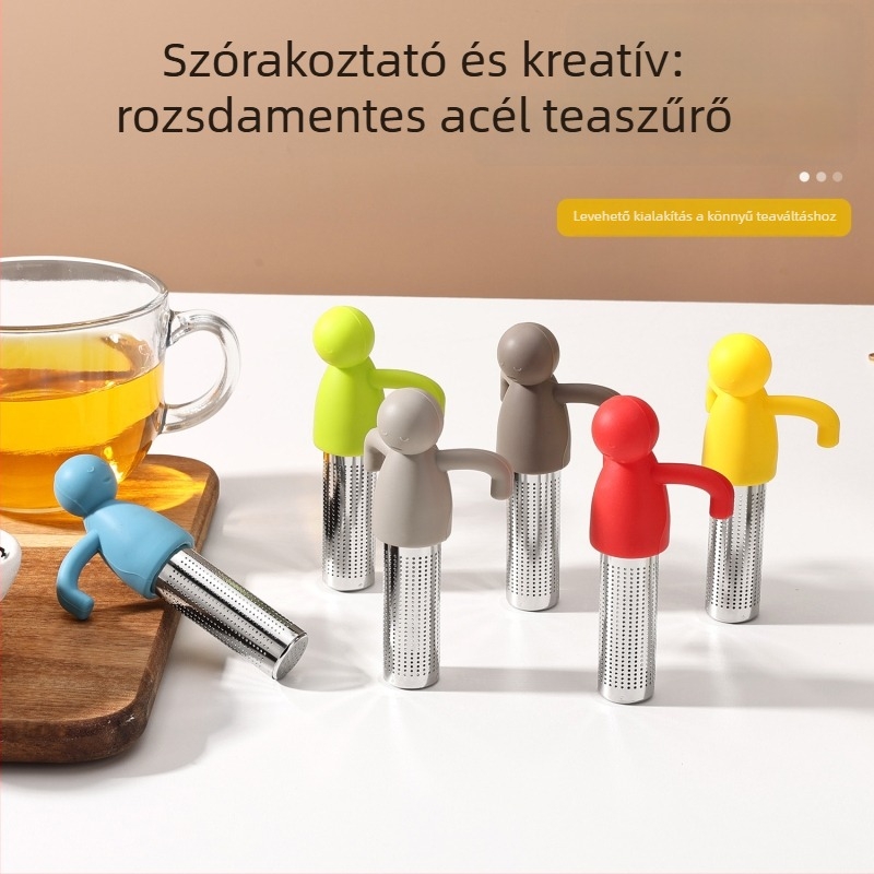 Szilikon teafúzor emberi alakú, tealevél-szűrő, otthoni teáskészlet kiegészítő