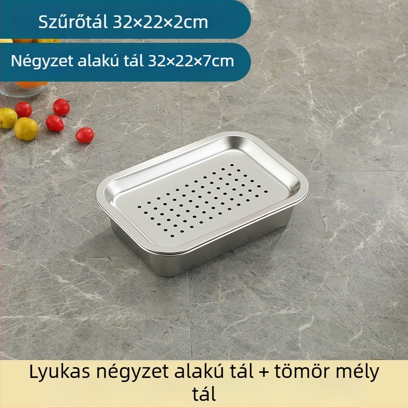 Cader rozsdamentes acél téglalap alakú teás tálca leeresztővel és perforált aljjal, gőzölésre rizshez, nagy méret kereskedelmi használatra