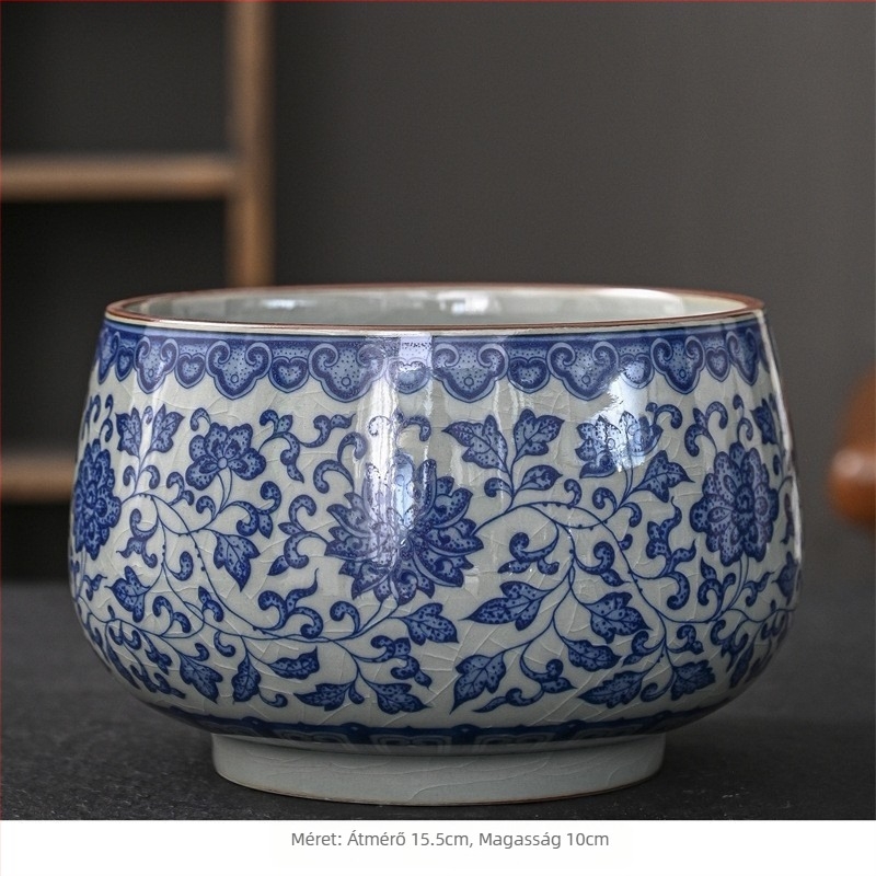 Jingdezhen kék alatti mázas porcelán teás mosómedence, nagy kerámia teásmedence és tea maradék tartály
