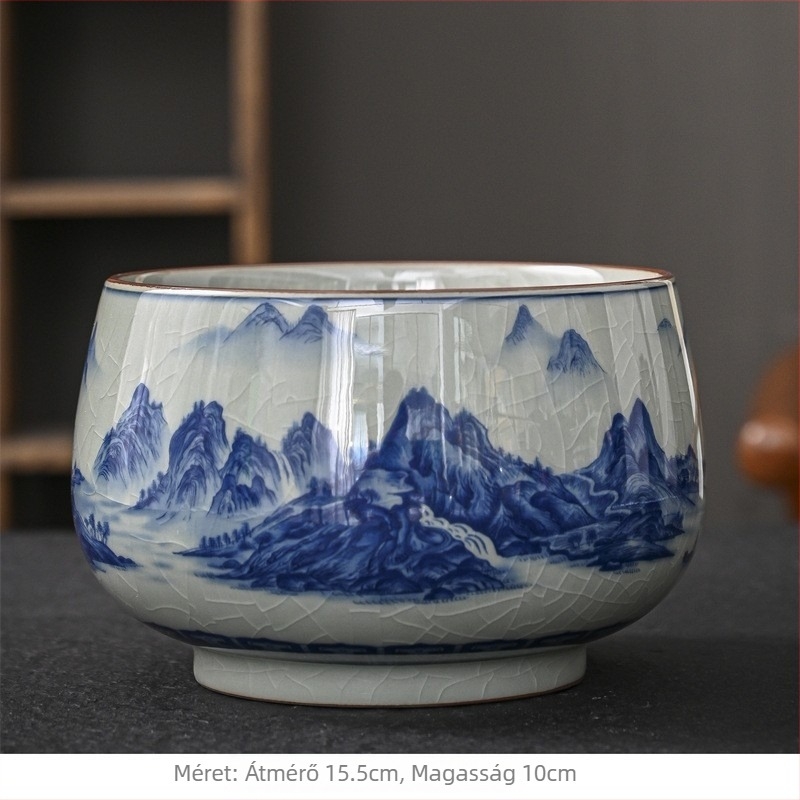 Jingdezhen kék alatti mázas porcelán teás mosómedence, nagy kerámia teásmedence és tea maradék tartály