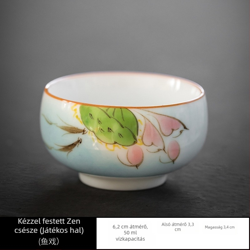 Gongfu teáscsésze, személyes használatra szánt porcelán teáscsésze, kézzel festett Zen teáscsésze, kreatív teake kóstolócsésze