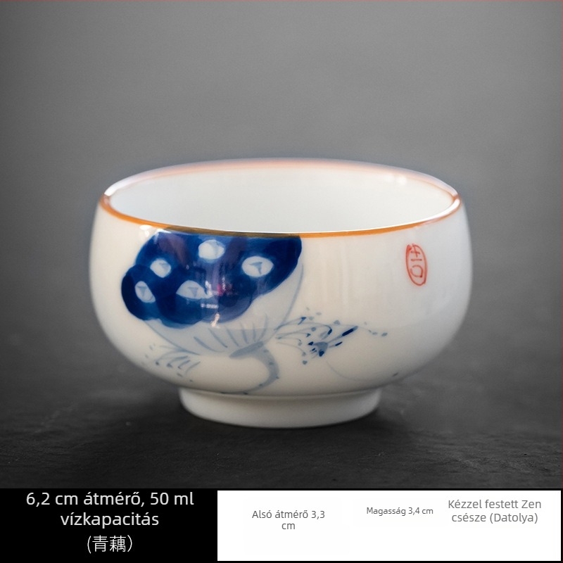 Gongfu teáscsésze, személyes használatra szánt porcelán teáscsésze, kézzel festett Zen teáscsésze, kreatív teake kóstolócsésze