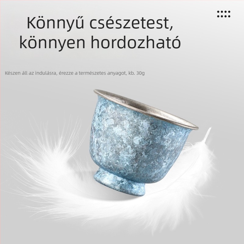 Dupla rétegű teáscsésze tiszta titániumból jégvirágos repedés mintával, hordozható kültéri teáskészlet, elegáns könnyű luxus teáskészlet ajándékba