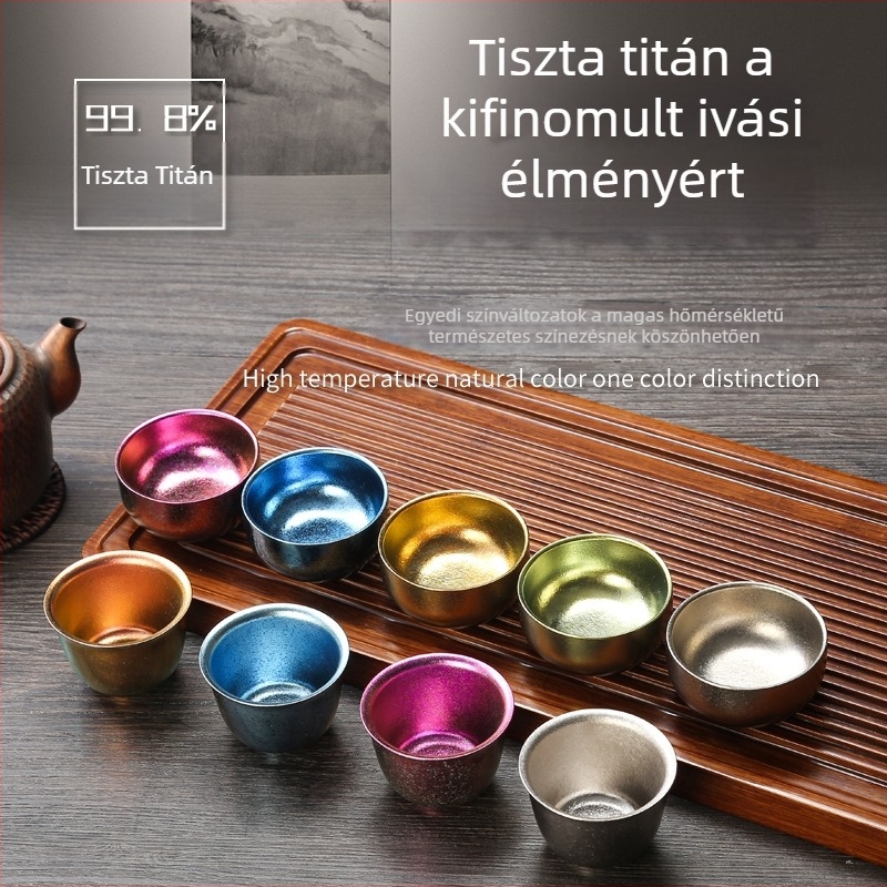 Titán teáskészlet — tiszta titán teáscsésze, vízcsésze, mestercsésze Kung-Fu teához, otthoni teáskiegészítők