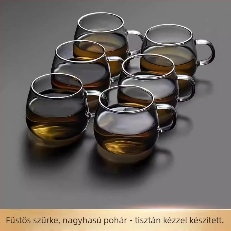Hőálló üveg teás pohár fogantyúval, átlátszó, kis méretű, otthoni és irodai használatra, Gongfu tea