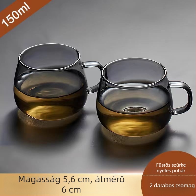 Hőálló üveg teás pohár fogantyúval, átlátszó, kis méretű, otthoni és irodai használatra, Gongfu tea