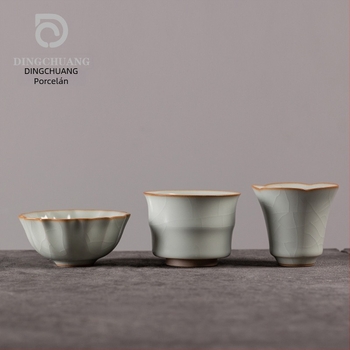 Ru kiln teáscsésze crackle mázzal, porcelán személyes használatra