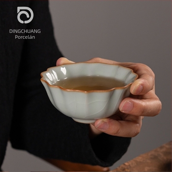 Ru kiln teáscsésze crackle mázzal, porcelán személyes használatra