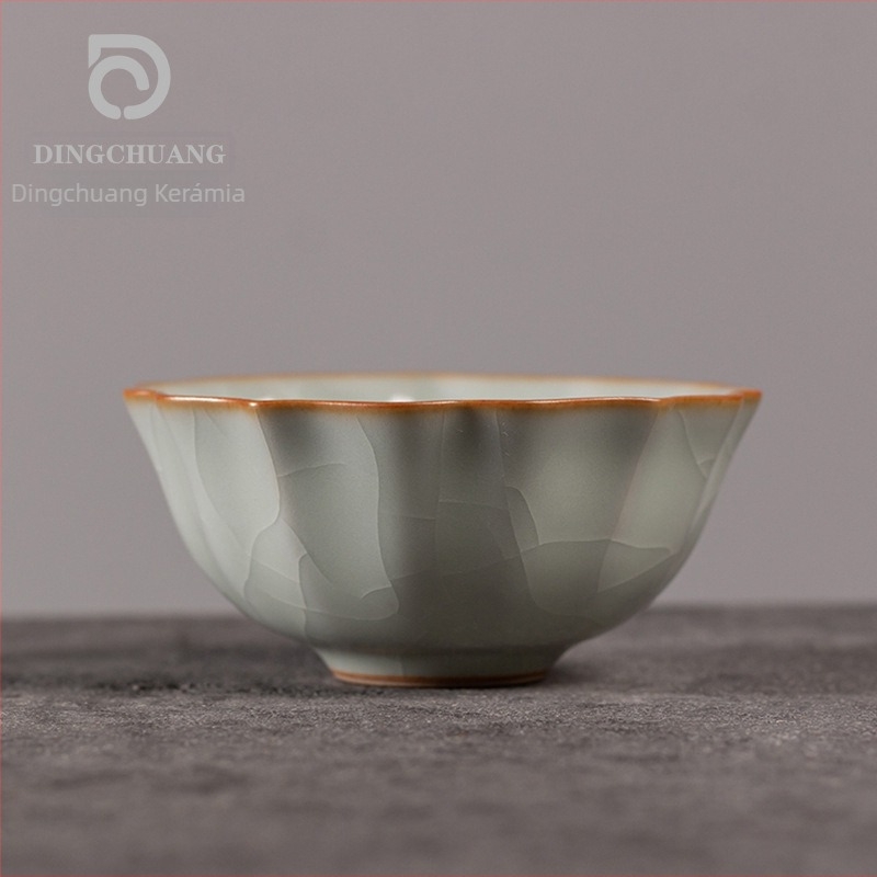 Ru kiln teáscsésze crackle mázzal, porcelán személyes használatra
