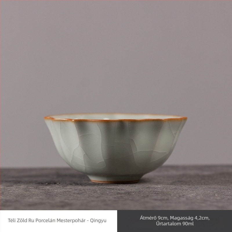 Ru kiln teáscsésze crackle mázzal, porcelán személyes használatra