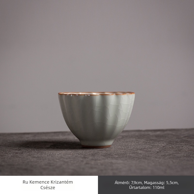Ru kiln teáscsésze crackle mázzal, porcelán személyes használatra