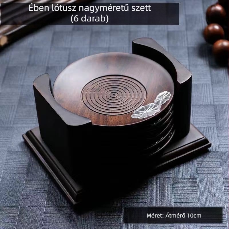 Ebony és Rosewood tömörfa teaceremónia készlet – teátálca, teakezelő klip, csésze tartó, teáskanál, csésze villa