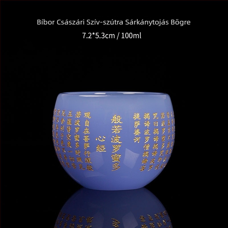 Heart Sutra — Üveg Mestercsésze, Kung Fu Teáskészlet, Jade Porcelán Teáscsésze Jade Faragással